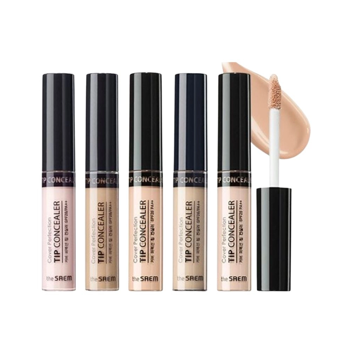 The Saem - Korean makeup cosmetic - Cover Perfection Tip Concealer Flawless Foundation Lightweight Applicator