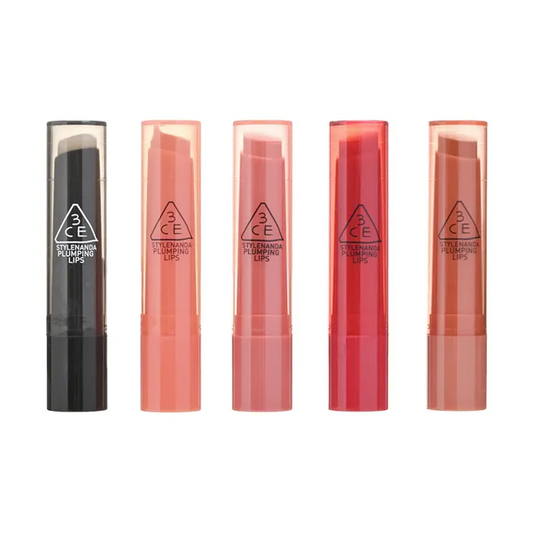 3CE - Plumping Lips - 5 Colors - Korea Lip Balm - Organic lipstick oil - Korea cosmetic and lipstick Gloss Glossy Hydrating Moisturize Makeup