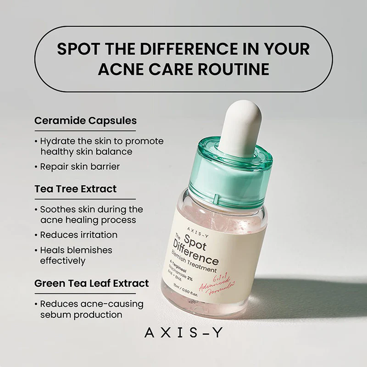 AXIS-Y Spot The Difference Blemish Treatment 15ml / 0.5 fl. oz | Hydrating Gentle Acne Spot Treatment | Acne Care | Korean Skincare