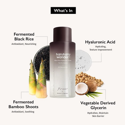 Haruharu WONDER - Black Rice Hyaluronic Toner Fragrance Free [150ml]  Hydrate Moisturize Korean Skincare - Brightening Moisturizer Hydrating Facial Rejuvenating Moisturizing Vegan