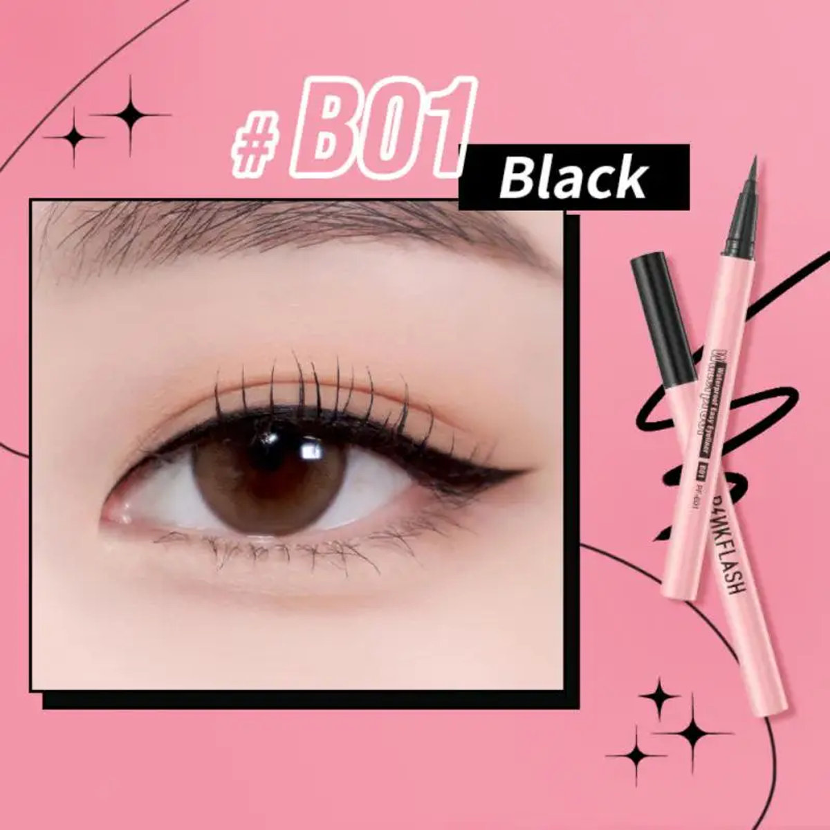 PINKFLASH Liquid Black Eyeliner Waterproof Quick-drying Long-lasting Matte Eye Liner Pen Tools Makeup Cosmetics for Women