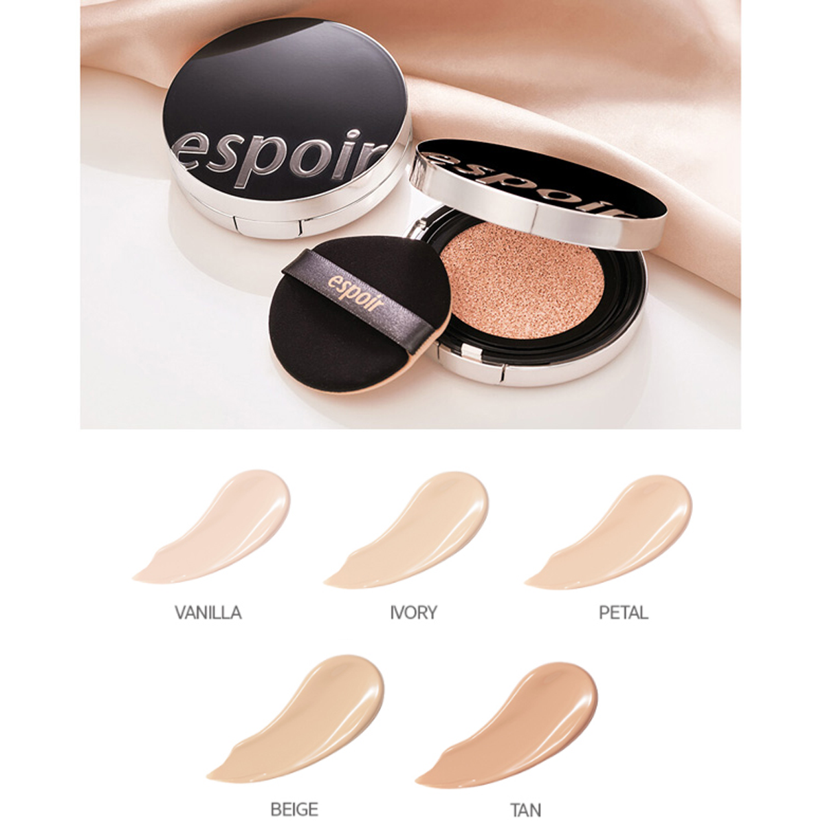espoir - Pro Tailor Be Silk Cushion Set - SPF 42 PA ++ - Enriched with oil-controlling powder and brightening agents