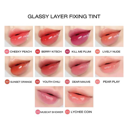 lilybyred - Glassy Layer Fixing Tint - Korean Cosmetic - glass-like finish on lips - Lipstick - Korean Lips tint Gloss - Hyaluronic Lipgloss Makeup Glossy Color