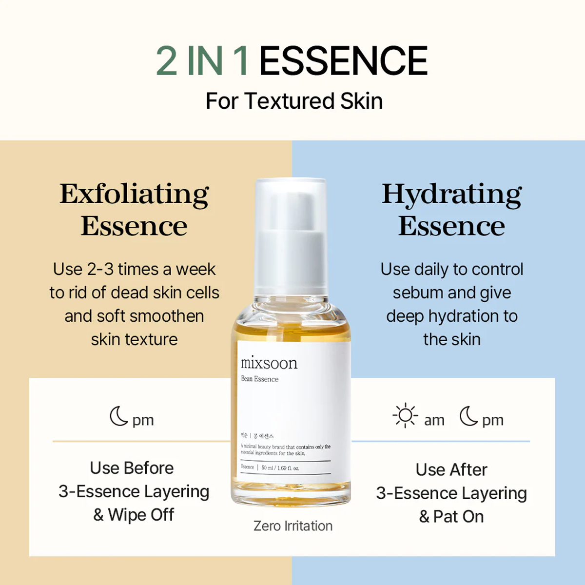 mixsoon Bean Essence 50ml | Moisture Serums | Korean Daily Skincare |